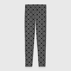Леггинсы женские Белый геометрический узор на черном фоне, цвет: 3D-принт
