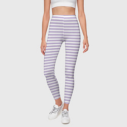 Леггинсы женские Холодный сиреневый в белую полоску, цвет: 3D-принт — фото 2