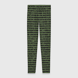 Леггинсы женские Лесной зелёный полосатый, цвет: 3D-принт