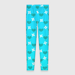 Леггинсы женские Сюрикены и сердечки: голубой, цвет: 3D-принт