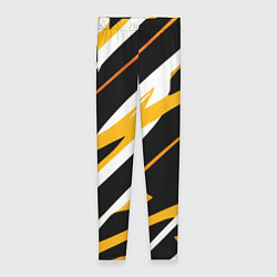 Леггинсы женские Жёлто-белые полосы и чёрный фон, цвет: 3D-принт