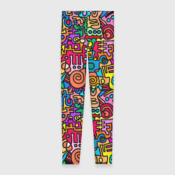 Леггинсы женские Психоделические узоры - цветные дудлы, цвет: 3D-принт
