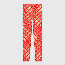 Леггинсы женские Красно-белый текстурированный, цвет: 3D-принт