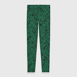Леггинсы женские Чёрно-зелёный волнистая текстура, цвет: 3D-принт