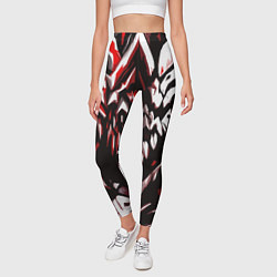 Леггинсы женские White and red abstraction on a black background, цвет: 3D-принт — фото 2