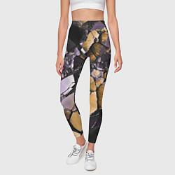 Леггинсы женские Чёрно-жёлтый камень, цвет: 3D-принт — фото 2