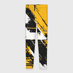 Леггинсы женские Diagonal black and white stripes on a yellow backg, цвет: 3D-принт