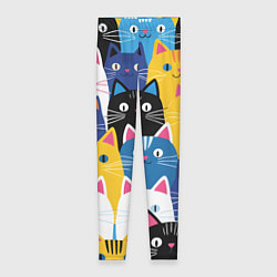 Леггинсы женские Много цветных котиков, цвет: 3D-принт