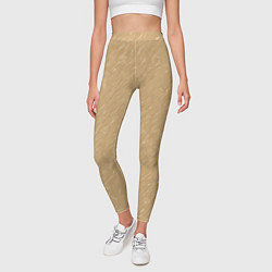 Леггинсы женские Песчаный бежевый текстурный, цвет: 3D-принт — фото 2