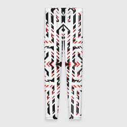 Леггинсы женские Чёрно-красные диагональные полосы на белом фоне, цвет: 3D-принт