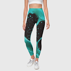 Леггинсы женские Голубая краска и капли, цвет: 3D-принт — фото 2