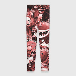 Леггинсы женские Растения против зомби в красном цвете, цвет: 3D-принт