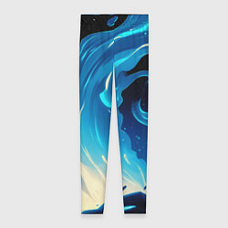Леггинсы женские Бело-синее пламя из абстрактных красок, цвет: 3D-принт