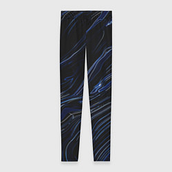 Леггинсы женские Чёрно-синий абстракция линии, цвет: 3D-принт