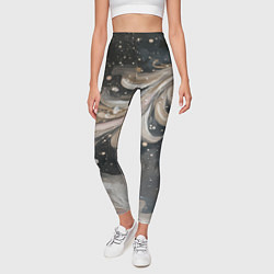 Леггинсы женские Бежевый объемный узор, цвет: 3D-принт — фото 2