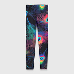 Леггинсы женские Павлиньи перья - разные оттенки, цвет: 3D-принт