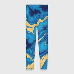 Леггинсы женские Синий мрамор с золотом, цвет: 3D-принт