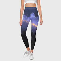 Леггинсы женские Молния в фиолетовом небе текстура, цвет: 3D-принт — фото 2