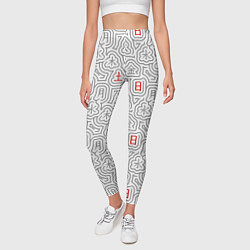 Леггинсы женские Серые будни и красные выходные иероглифами, цвет: 3D-принт — фото 2