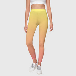 Леггинсы женские Градиент нежный жёлто-розовый, цвет: 3D-принт — фото 2