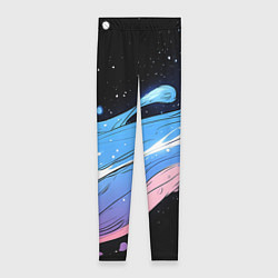 Женские легинсы Синяя волна на черном - текстура