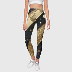 Леггинсы женские Выпуклая золотая текстура на черном, цвет: 3D-принт — фото 2