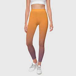 Леггинсы женские Градиент оранжевый в фиолетовый мелкий ромбик, цвет: 3D-принт — фото 2