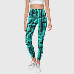 Леггинсы женские Неоновый голубой объёмный эффект, цвет: 3D-принт — фото 2
