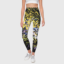Леггинсы женские Желто синяя краска на черном, цвет: 3D-принт — фото 2