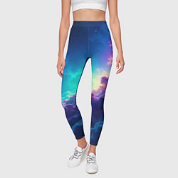 Леггинсы женские Неоновые космические облака, цвет: 3D-принт — фото 2