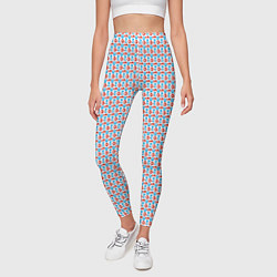 Леггинсы женские Красно-синие фигуры на белом фоне, цвет: 3D-принт — фото 2