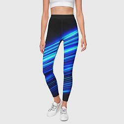 Леггинсы женские Синие неоновые линии краски, цвет: 3D-принт — фото 2