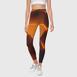 Леггинсы женские Оранжевые объемные пластины, цвет: 3D-принт — фото 2