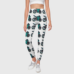 Леггинсы женские Motorbike light blue, цвет: 3D-принт — фото 2