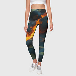 Леггинсы женские Огонь на камуфляжной ткани, цвет: 3D-принт — фото 2