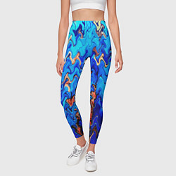 Леггинсы женские Сине-голубой стекающая абстракция, цвет: 3D-принт — фото 2