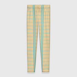 Леггинсы женские Color beige cage light blue stripes, цвет: 3D-принт