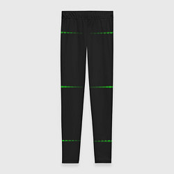 Женские легинсы Color black green orange stripes