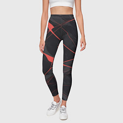 Леггинсы женские Текстура мрамора с красными полосками, цвет: 3D-принт — фото 2