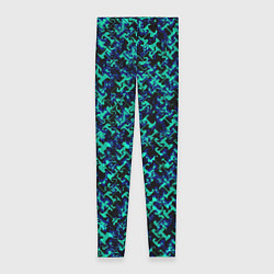 Леггинсы женские Сине-зелёный абстрактный паттерн, цвет: 3D-принт