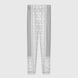 Женские легинсы Славянский узор на сером - вышиванка рубаха