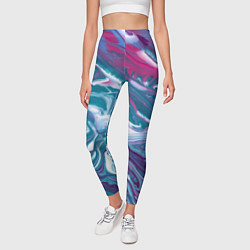 Леггинсы женские Абстракция бело сине красный мрамор, цвет: 3D-принт — фото 2