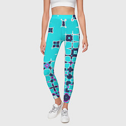 Леггинсы женские Геометрическая метаморфоза на бирюзе, цвет: 3D-принт — фото 2