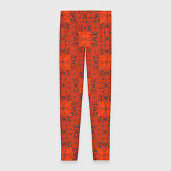 Женские легинсы Цветочно-геометрический яркий калейдоскоп