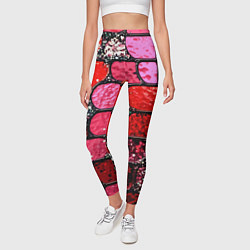 Леггинсы женские Рубиновый красный витражные плитки, цвет: 3D-принт — фото 2
