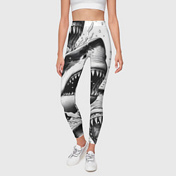 Леггинсы женские Белая акула - стая, цвет: 3D-принт — фото 2