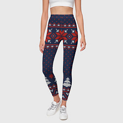 Леггинсы женские Новогодний вязаный узор, цвет: 3D-принт — фото 2