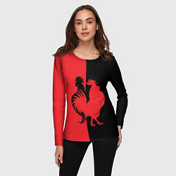 Лонгслив женский Черное и красное, цвет: 3D-принт — фото 2