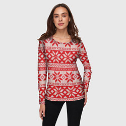 Лонгслив женский Красный свитер, цвет: 3D-принт — фото 2