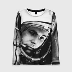 Лонгслив женский Гагарин космонавт, цвет: 3D-принт